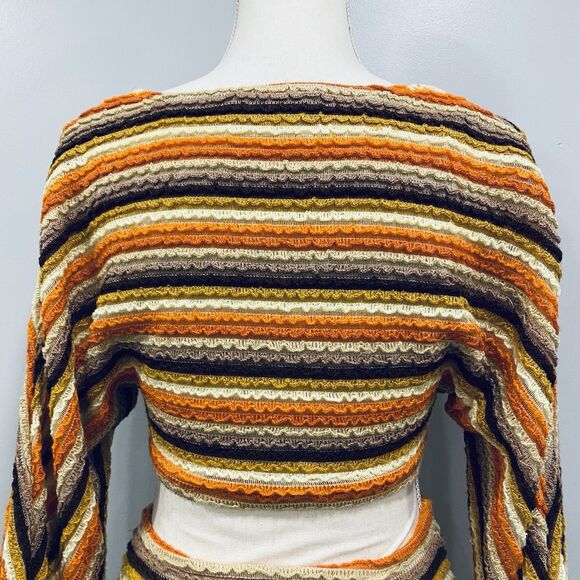 12TH TRIBE S Free Bird Mini Cut Out Dress Crochet Bodycon Stretch Hippie 70s - Picture 8 of 16